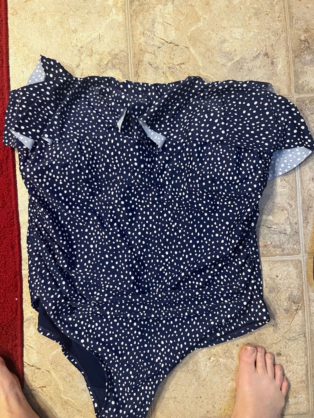 Kona Sol Women's Navy Blue Polka Dot Swimsuit